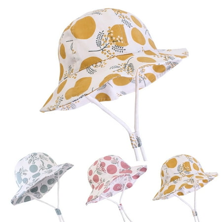 Storm Fit Bucket - Baby Sun Hat Wide Brim Sun Protection Hat Summer Beach Bucket Hat Cotton Cap Adjustable with Chin Strap Fit Outdoor Activities Picnic Travel for Infant Toddlers Kids Girls Boys