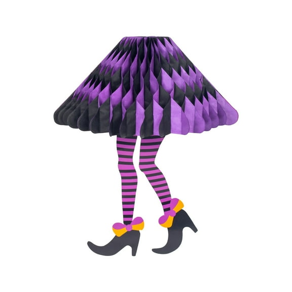 Halloween Decorations Indoor Outdoor - Witch Paper Fan Flowers - Halloween Witch Decor Witch Leg Hanging Ornaments Honeycomb Hanging Decor For Window Display