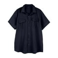 thumbnail image 5 of ohmzyzo Men's Long Sleeve Button Down Shirt Casual Basic Style Daily Sports Outing Shirt with Pockets Navy Blue XL, 5 of 9