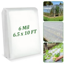 Fabulas Greenhouse Plastic Sheeting, 6 Mil Heavy Duty Green House Plastic Covering, 6.5x10 ft Clear Polyethylene Film Sheet UV Resistant Greenhouse Tarp for Outdoor Hoop House Garden Farm