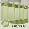 thumbnail image 2 of Barossa Design No Hook Slub Textured Shower Curtain with Snap-in PEVA Liner, Mesh Window - Sage, 71 x 74, 2 of 6