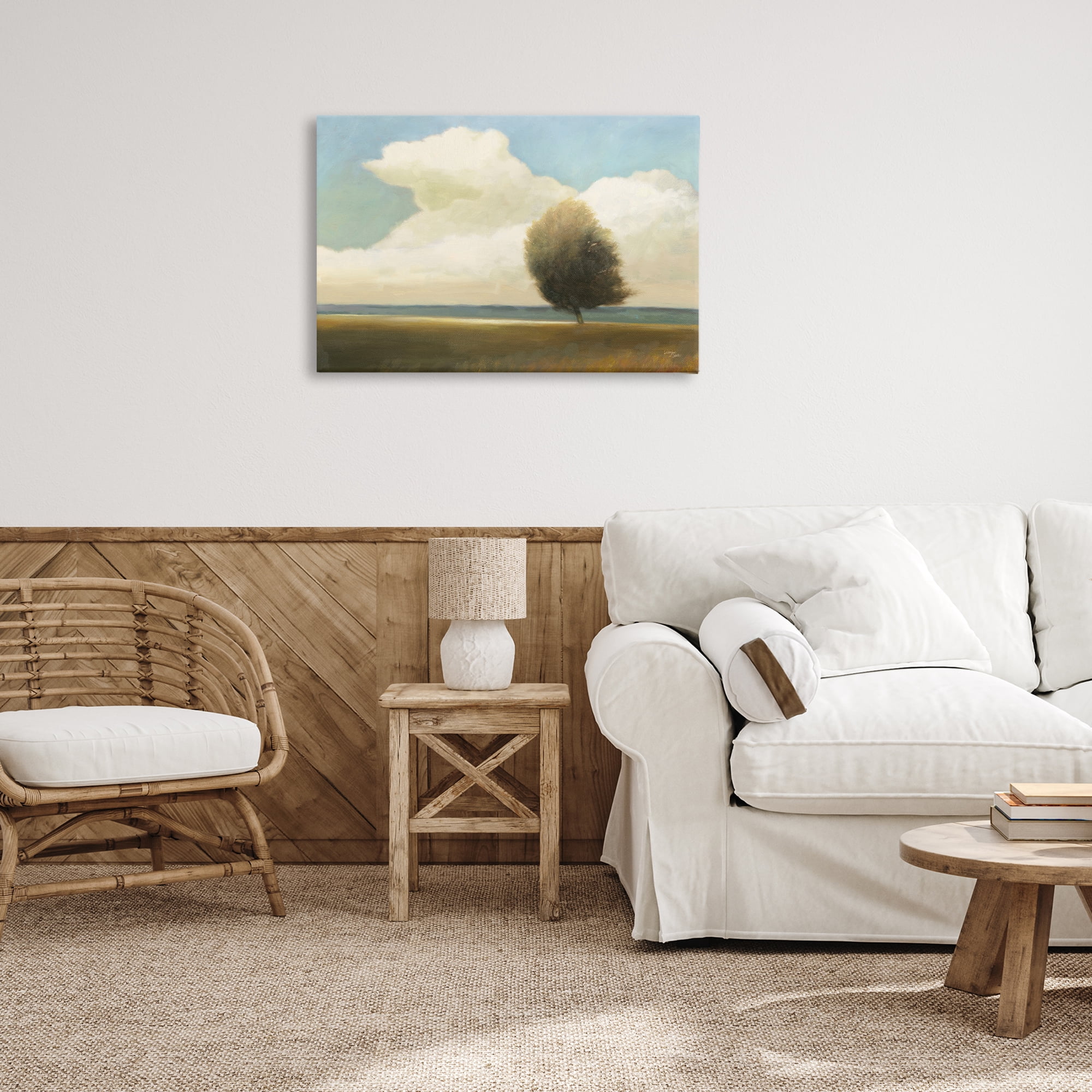 Stupell Industries Windblown Tree Landscape Landscape & Nature Painting Wrapped Canvas Art Print Wall Art, 30 x 20