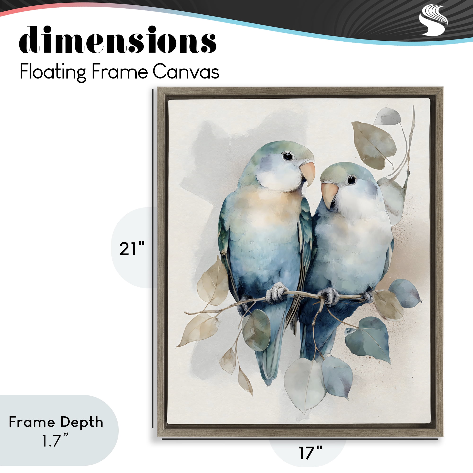 Stupell Industries Blue Bird Lovers Brown Framed Floater Canvas Wall Art, design by Franklyn Gregory