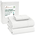 thumbnail image 4 of RUVANTI 100% Organic Cotton Sheets - Twin Sheet Set - 3 Piece Percale Weave Bedding, Crisp, Cooling & Breathable, Soft & Durable, 16" Deep Pocket, Hotel Quality Sábanas - Bit of Blue, 4 of 9