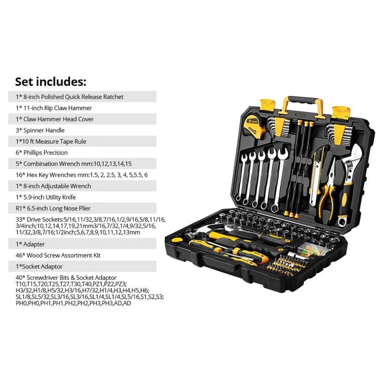 DEKO 158 Piece Tool Set-General Household Hand Tool Kit,Auto