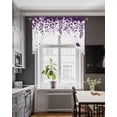 thumbnail image 3 of Purple Spring Botanical Swag Valances for Windows, Small Curtains Drapes, Weeping Eucalyptus Butterfly Kitchen Window Curtains Over Sink Window Treatment Valance for Bedroom/Bathroom 56"x36", 3 of 5