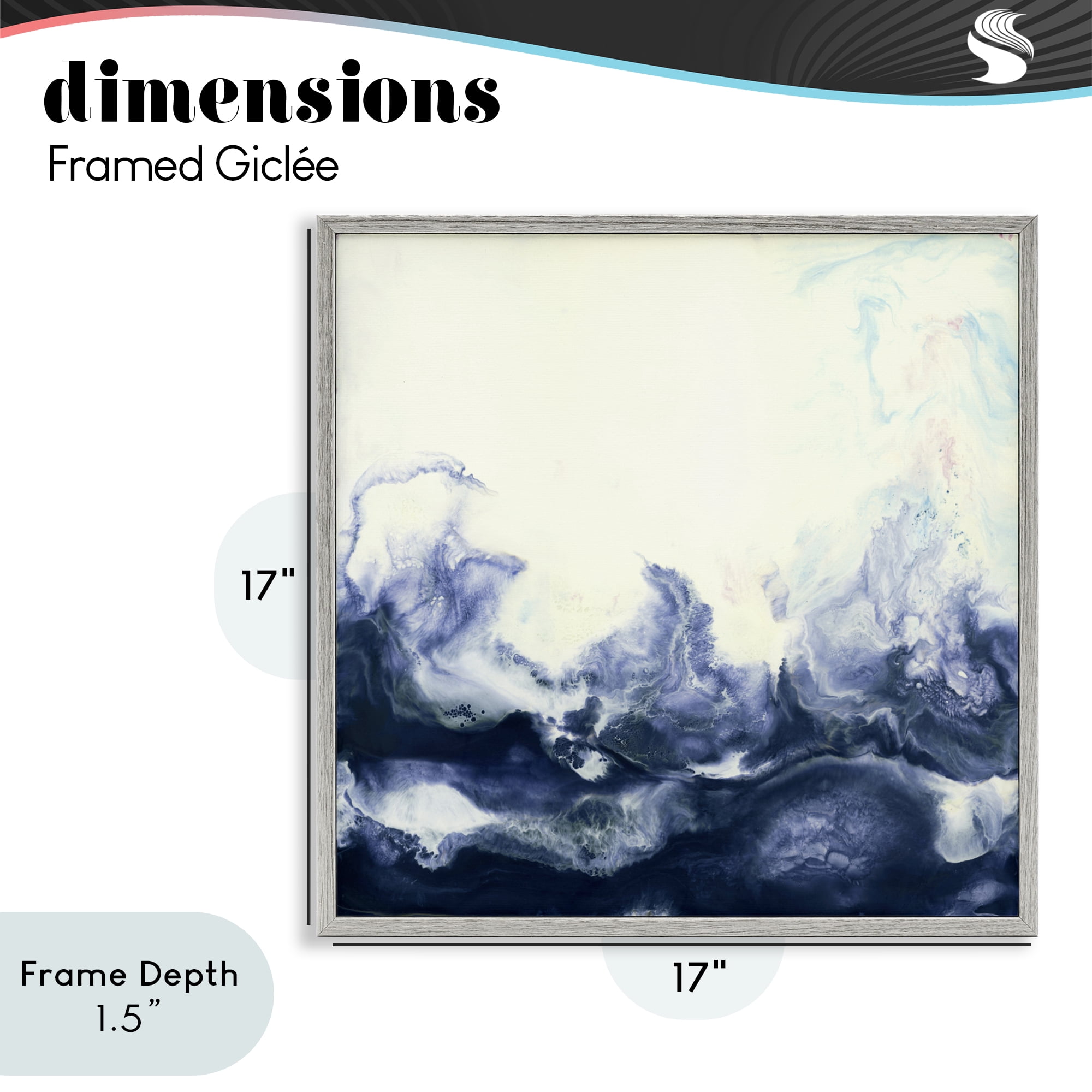 Stupell Industries Oceanic Fluid Swirl Gray Framed Giclee Art, design by Laura Van Horne