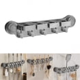 thumbnail image 6 of Wall-Mounted Suction Cup 4 Racks with 5 Hooks Mop Clip Broom Holder Storage Rack, 6 of 8