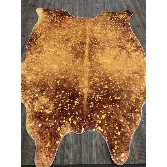 Vegan Metallic Shinny Glow Faux Hide/Cowhide Area Rug/Carpet