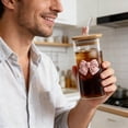 thumbnail image 4 of BotaniNest Tasse Carrée en Verre Transparent en Forme d'Arc avec Couvercle et Poignée, Convient aux Filles, Tasse à Café Résistante à la Chaleur, 4 of 6