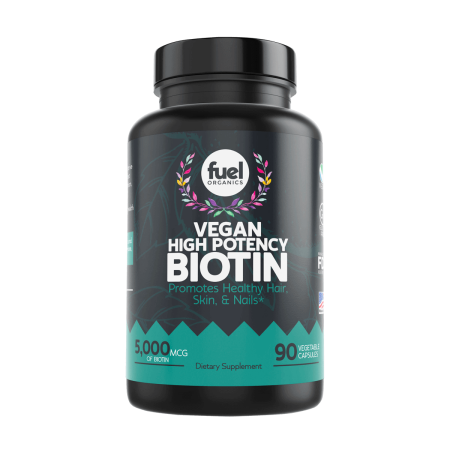 FuelOrganics Vegan Biotin, 5,000 mcg, 90 Veggie Caps, Supports Hair, Skin, Nails, Vegan, Gluten Free, Non-GMO