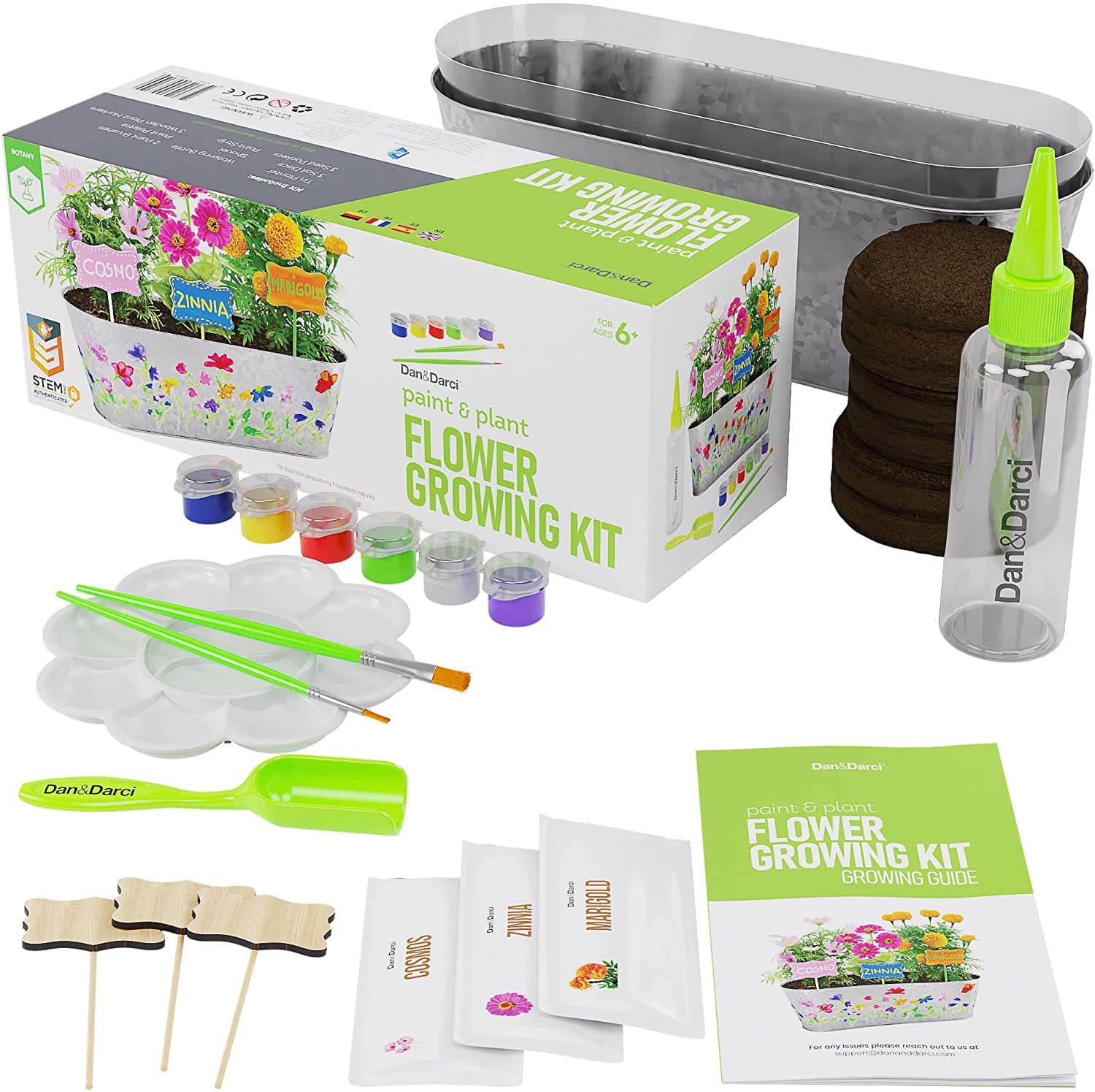 Flower Planting Growing Kit & Paint Arts Crafts Set,Kids Gardening Science Gifts for Girls and Boys Ages 4 5 6 7 8 9 10 11 STEM Arts & Crafts Project Activity,Grow Your Own Different Flowers 