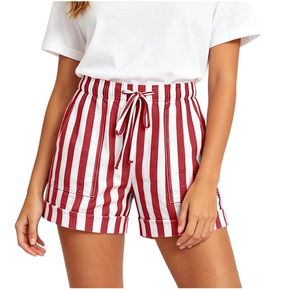 BUIGTTKLOP Shorts for Women Drawstring High Waisted Casual Shorts Rolled up Hem Wide Leg Summer Shorts with Pockets
