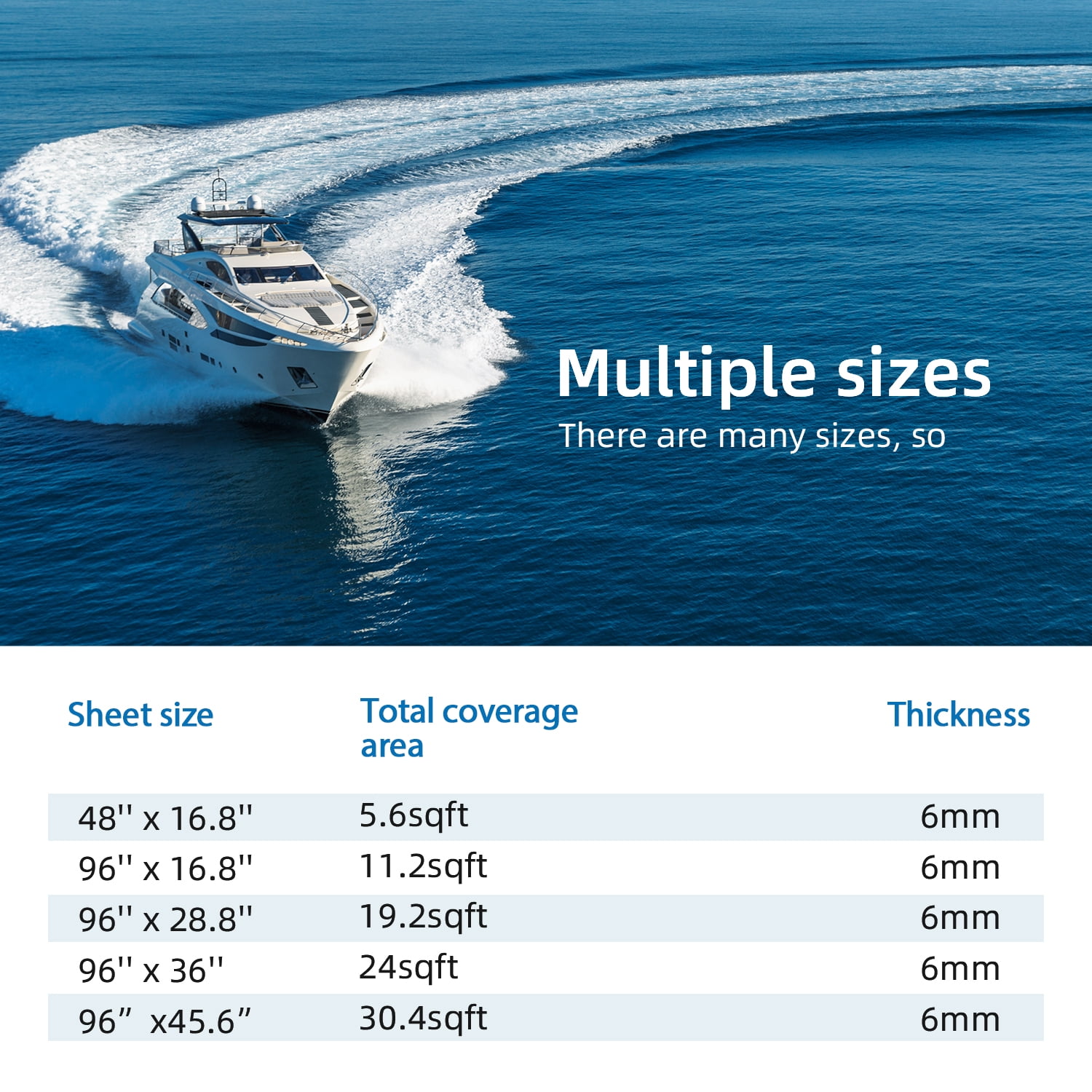 AbahubFit EVA Foam Boat Flooring 96"x45.6"/36"/28.8", 48"x16.8", Self Adhesive Non-Slip Marine Deck Mat for Motorboat Kayak Surfboard SUP