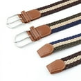 thumbnail image 4 of KuKuZhu New 15 Colors Men Women Casual Knitted Pin Buckle Belt Woven Canvas Elastic Expandable Braided Stretch Belts Plain Webbing Strap, 4 of 6
