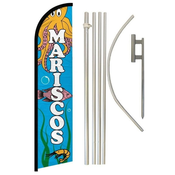Mariscos Windless Banner Flag & Pole Kit
