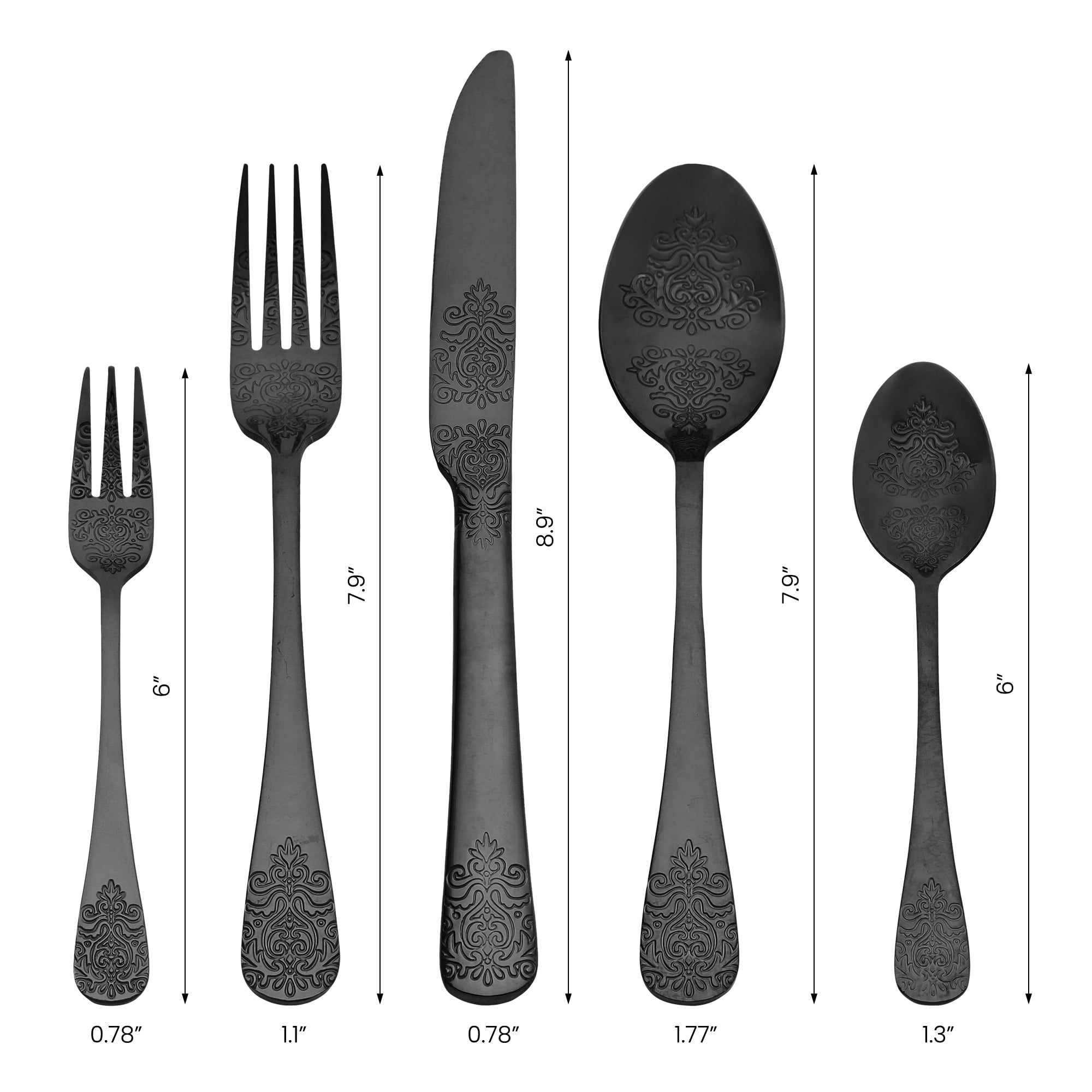 Unique Bargains 20 Pieces Stainless Steel Flatware Set for 4 Black
