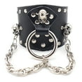 thumbnail image 1 of Bracelet Punk Réglable Large Squelette Tête Goth Bracelet Faux Cuir Bracelet, 1 of 10