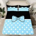 thumbnail image 2 of Erosebridal Blue Bow-tie Sheet Set Twin, Princess Bowknot Bedding Sets Twin Size, Cute Polka Dot Decor, 2 of 6