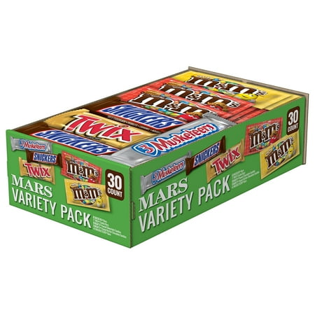 - Mars Chocolate, Full Size Candy Bars Variety Pack, 53.68 Oz, 30 Ct