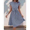 thumbnail image 7 of EASYBRA Pleated Dress Geometric Print Round Neck Short Sleeve Casual Beach Vacation Travel Dress Mid Length Pleated Skirt S–XL Multiple Colors, 7 of 7
