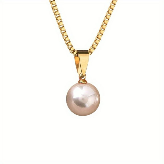 An Freshwater Pearl Pendant Necklace in Gold Metal, Versatile Jewelry for Parties, Family and Friends, Ideal Christmas and Birthday Gift,Gold