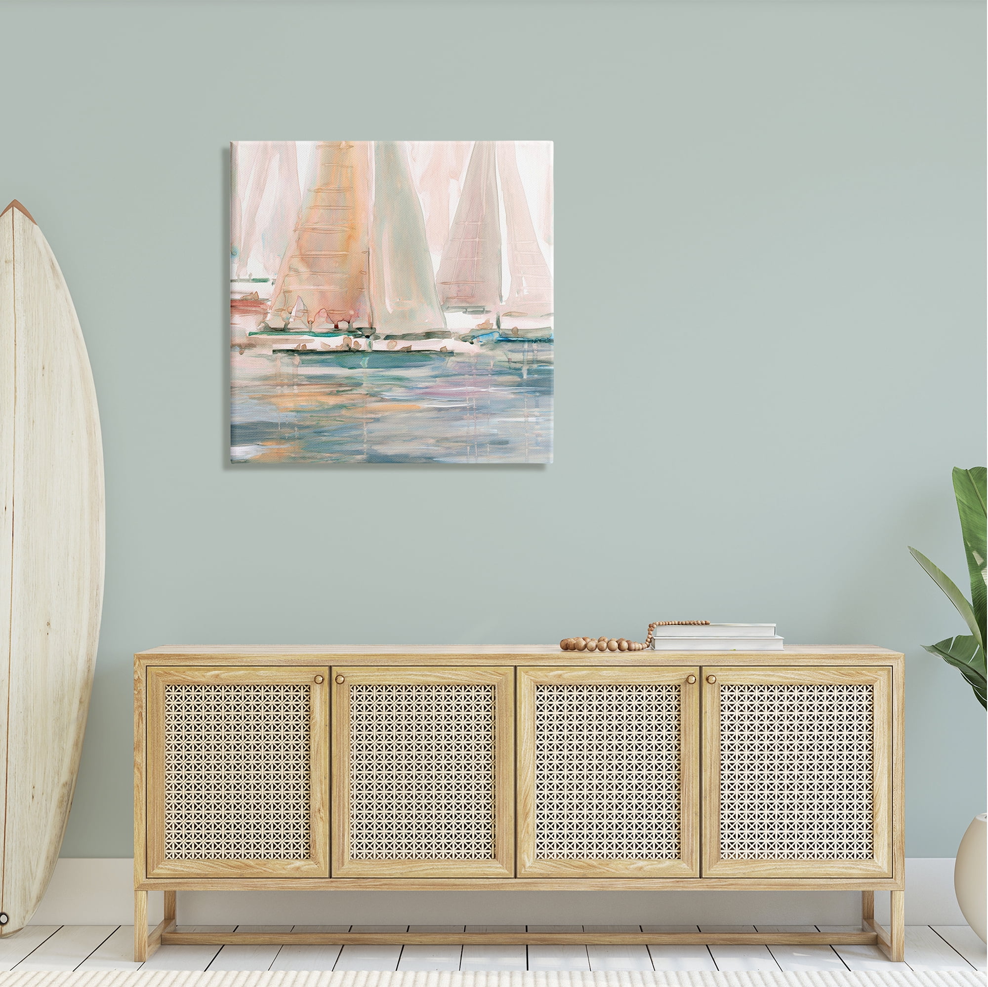 Stupell Industries Warm Sunlit Sailboats Reflection Ocean Water Surface Painting Gallery Wrapped Canvas Print Wall Art, Design by Carol Robinson