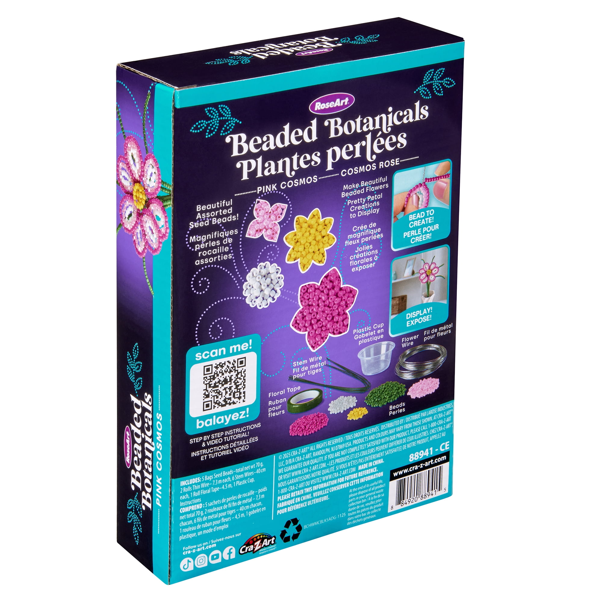 RoseArt Beaded Botanicals Pink Cosmos Flower. Great Mother's Day Gift.
