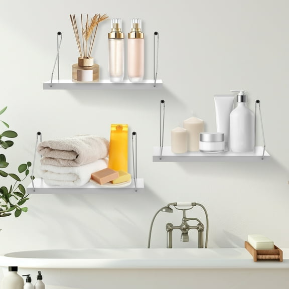 11.8 inch 3 Pack Wood Floating Shelves Hanging Float Shelf for Bathroom Bedroom Living Room Kitchen Wall Mounted Decorative Shelves 11.8 x 6 Inch Set of 3