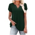 thumbnail image 2 of Womens Fashion Summer Tops 2025 Plus Size Printed Short Sleeves Blouse Round Neck Casual Tops, 2 of 6