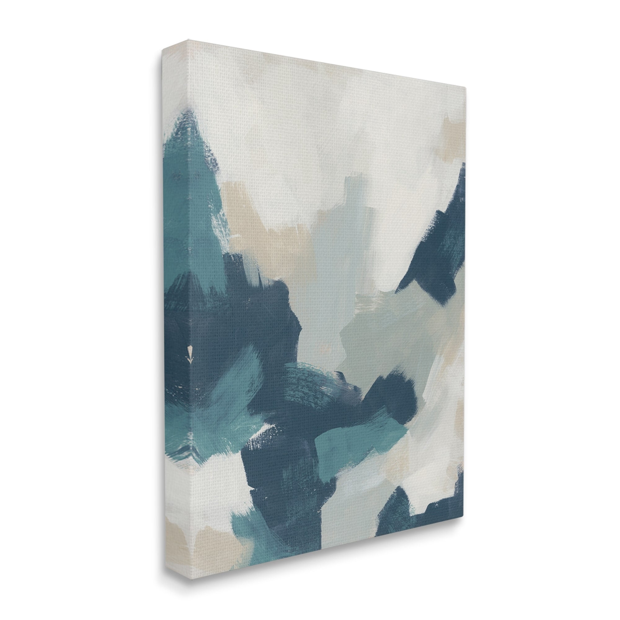 Stupell Abstract Blue & Cream Brush Strokes Abstract Painting Gallery Wrapped Canvas Print Wall Art