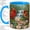 Blue, variant on Cardinal Pair Waterfall Coffee Mug, Red Cardinal Mug, Morning Tea Cup for Home, Birds on Branch with Pink Blossoms and Butterflies, Forest Bird Art, Kitchen Accent, Nature Lover