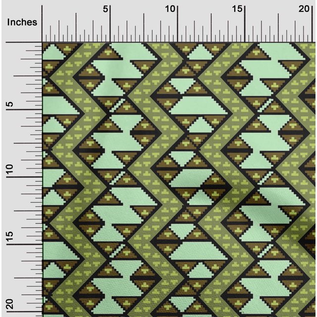 oneOone Silk Tabby Fabric Chevron Flame Stitch Print Sewing Fabric BTY 42 Inch Wide