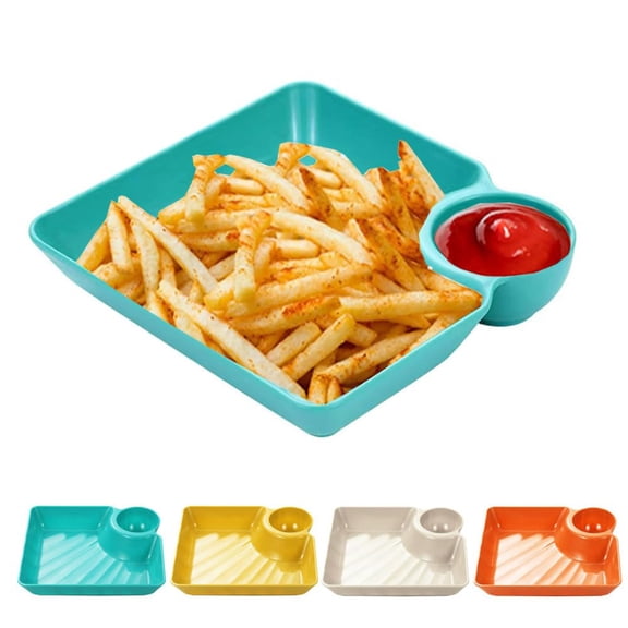 Divided Chips and Dip Serving Dish Plates, Veggie Platter Dipping Trays with Rack for Charcuterie Buffet Barbecue, Reusable