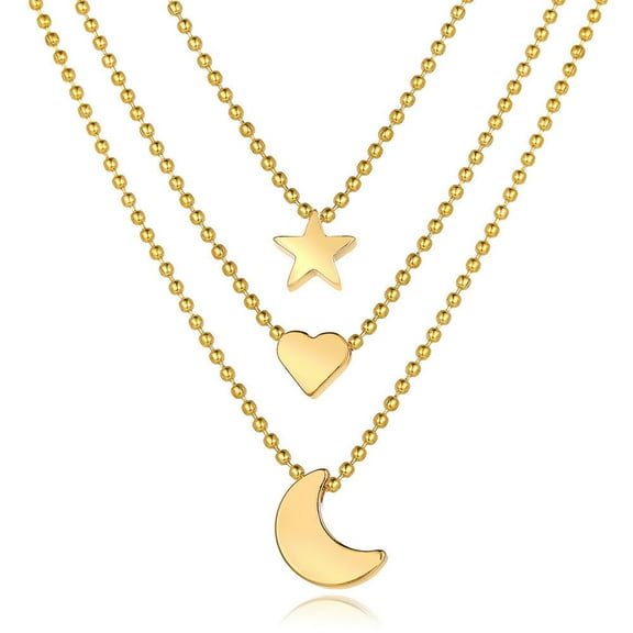 D-GROEE 5PCS Multilayer Necklace 3 Tier Pendant Alloy Anti-rust Star Shape Long Chain Women Accessories