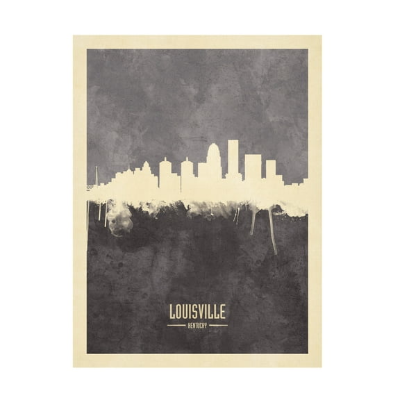 Michael Tompsett 'Louisville Kentucky City Skyline Gray' Canvas Art