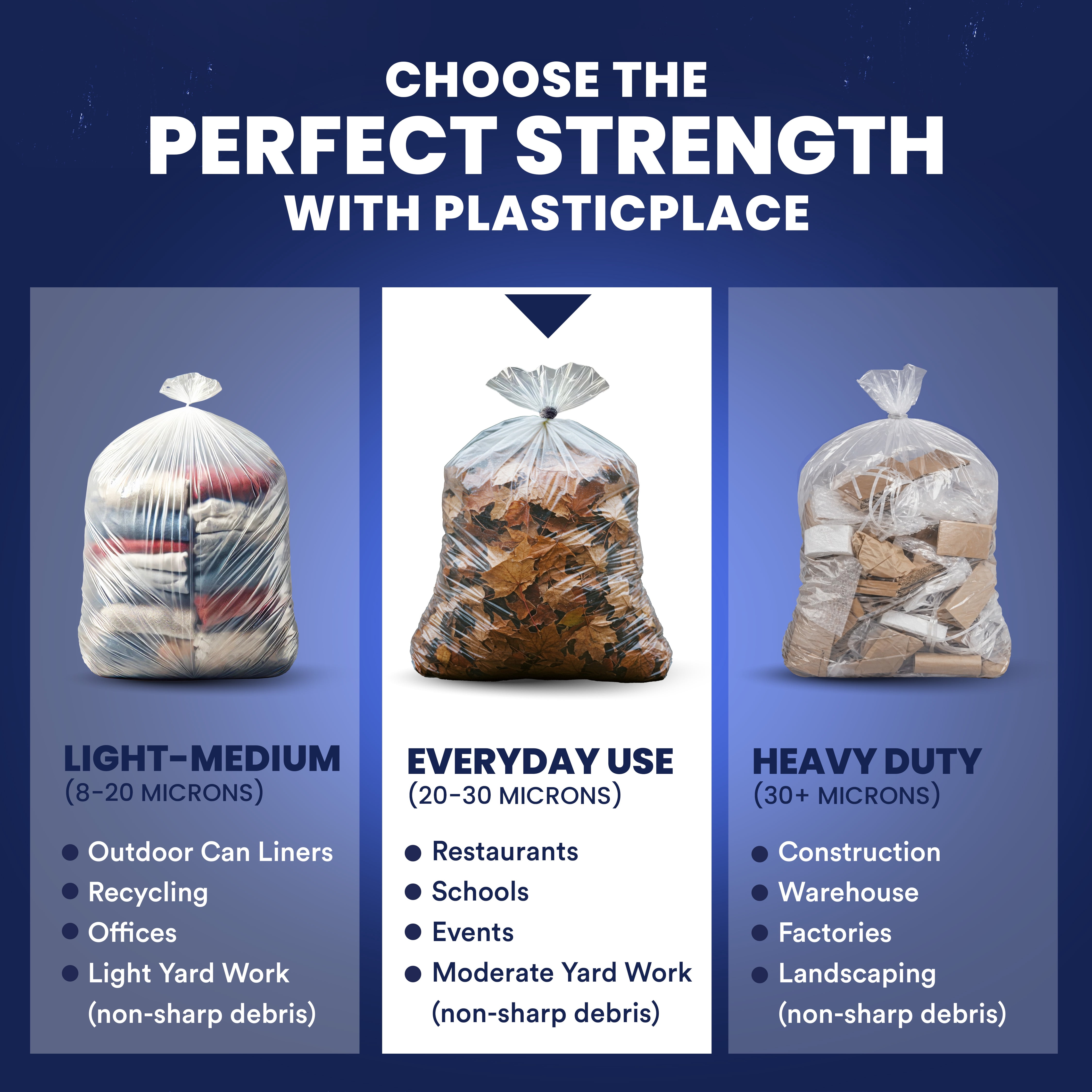 Plasticplace 55-60 Gallon Trash Bags, High-Density Garbage Bags, Clear Plastic Can Liners, 38” x 60”, Leak-Proof Heavy-Duty Trash Bag, Ideal for Home, Office, Kitchen & Commercial Use, 100 Count