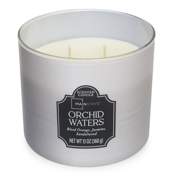 Mainstays 3-Wick Glass Jar Candle with Decorative Wrap, Orchid Waters, 13 oz