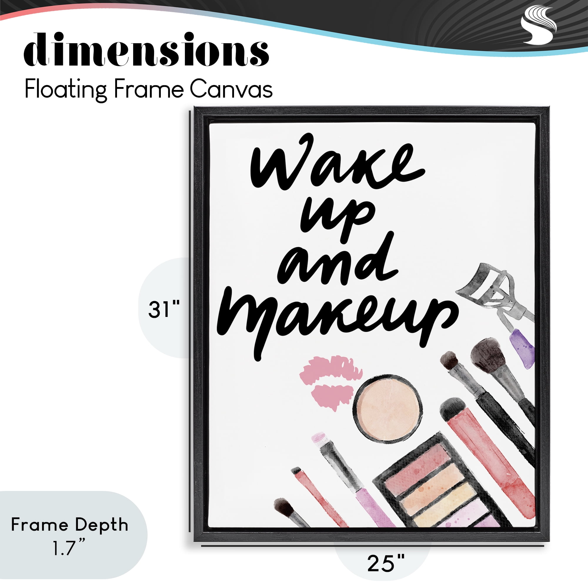 Stupell Industries Wake Up & Makeup Black Framed Floater Canvas Wall Art, design by Jesse Keith