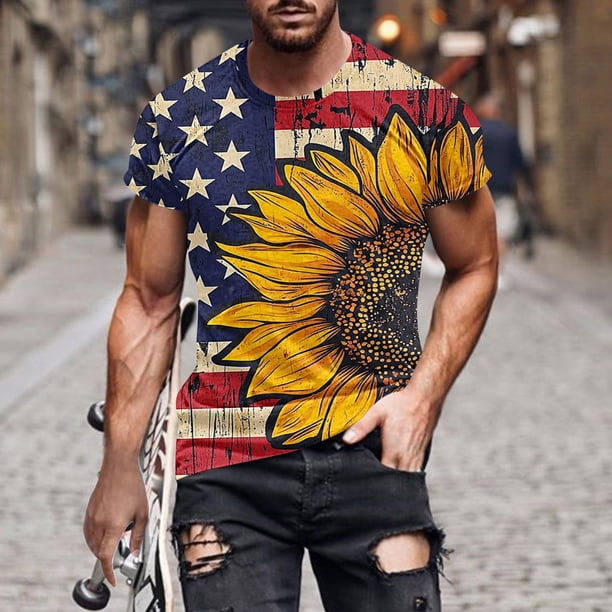 Tops para hombre, blusas y camisas de cuello redondo y manga corta para hombre, blusas de cuello redondo y manga corta con estampado canadiense para hombre, blusa de poliéster para hombre.