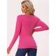 thumbnail image 4 of Top Acanalado Con Botones Y Mangas Largas Con Cuello Vuelto Para Mujer Rosa Fucsia XS, 4 of 5