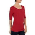 thumbnail image 2 of Time and Tru Women's Elbow Sleeve Scoop Neck T-Shirt, 2 of 6