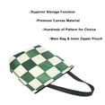 thumbnail image 3 of FORMRS Womens Canvas Tote Bag with Zipper Inner Pocket Shoulder Handbag, Green and White Plaid Pattern, 3 of 7