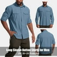 thumbnail image 6 of FEN AI Men's Long Sleeve Fishing Shirts UV Sun Protection Cooling Tops for Outdoor Working Button Down Shirt Blue, 6 of 8