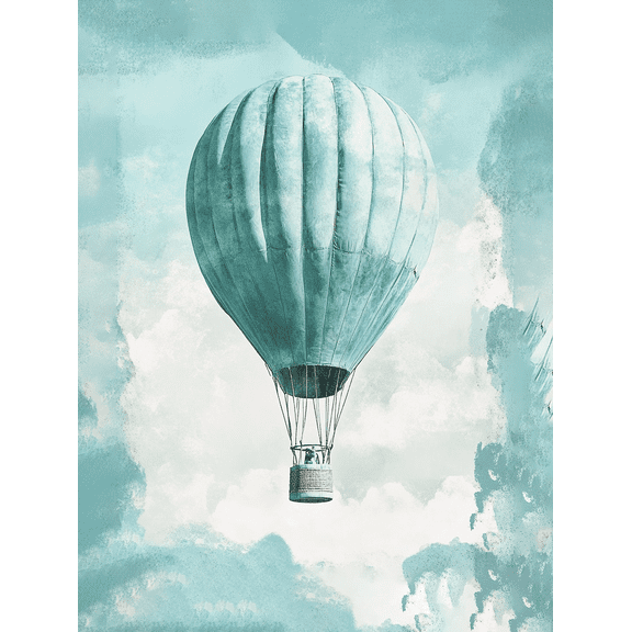 Teal Hot Air Balloon Canvas Wall Art, Suitable for Living Room, Bedroom, Bathroom, Office and Nursery Decoration.