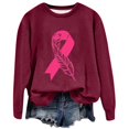thumbnail image 1 of TINZ 2024 Mode Dames Décontracté Jour du Cancer Ruban Plume Imprimé Col Rond Manches Longues Chandail à Capuche Manches Raglan Haut Survêtements Décontractés Femmes Ensemble Chandail Léger Col Rabattu Chandail Femmes, 1 of 2