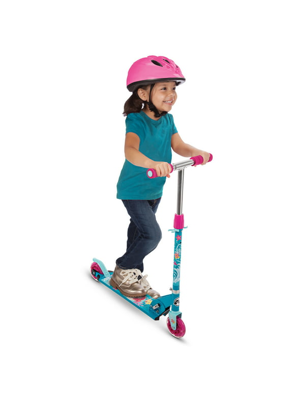 Disney Ariel Girls' Inline Folding Kick Scooter, for Children Ages 5+ Years, by Huffy