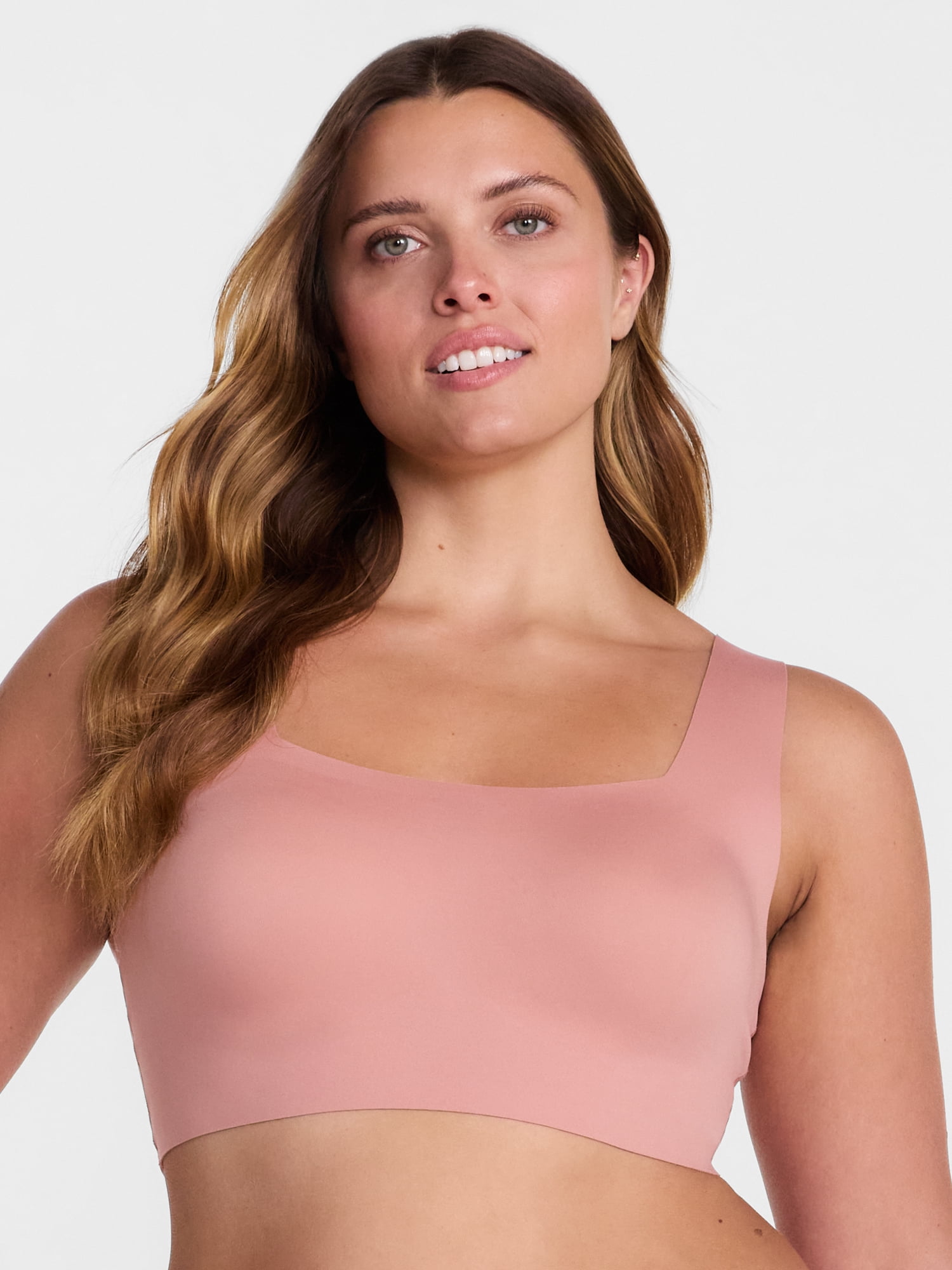 Joyspun Women’s Wire-Free Bonded Longline Square Neck Bra, Sizes XS-XXXL