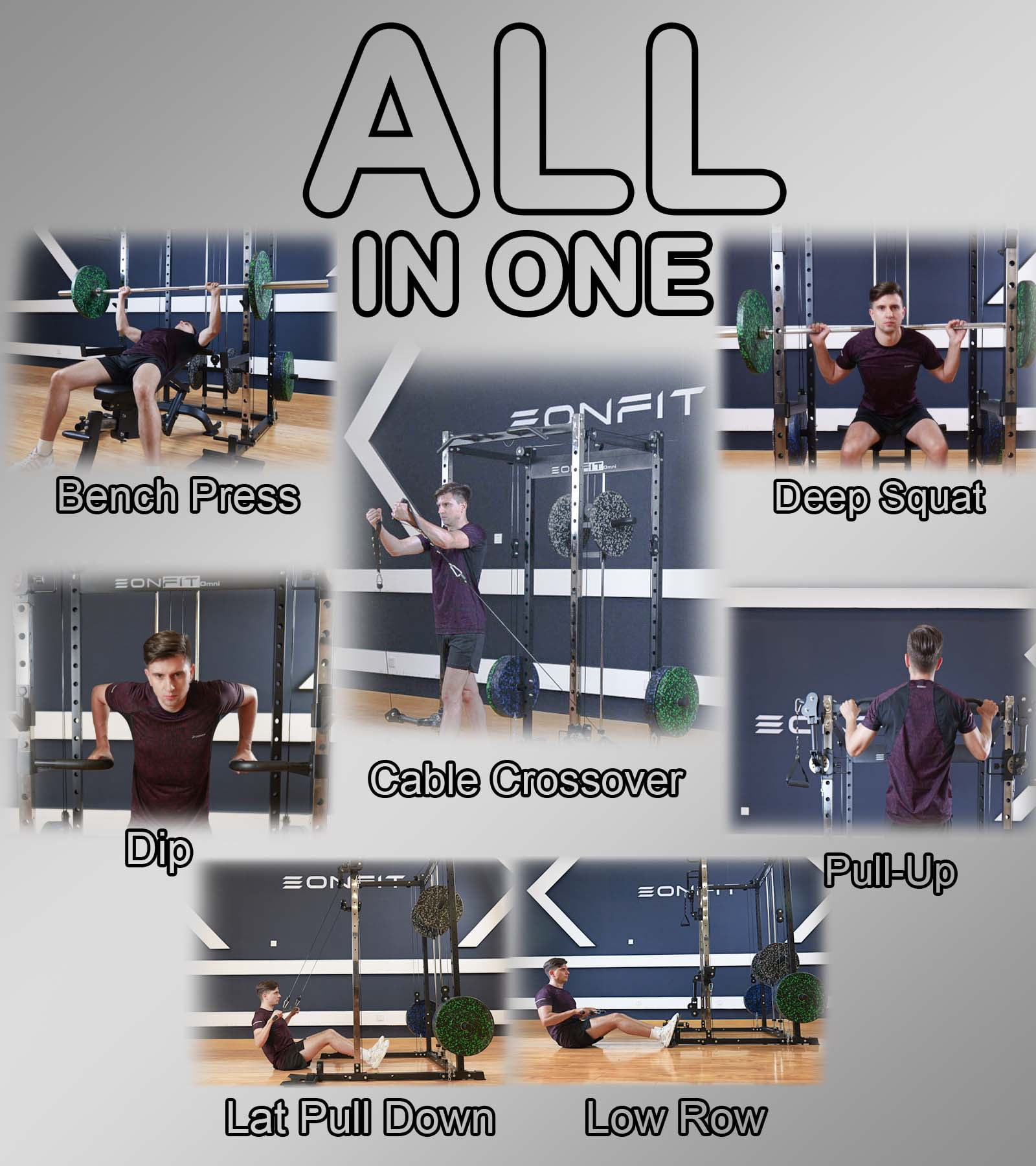 Eonfit E2 Power Cage with 3D Rotation Arms - Multi-Functional Power Rack for Home Gym. 1500lb Squat Rack for Home Gym. Pulley System for Cable Crossover & LAT Pulldown