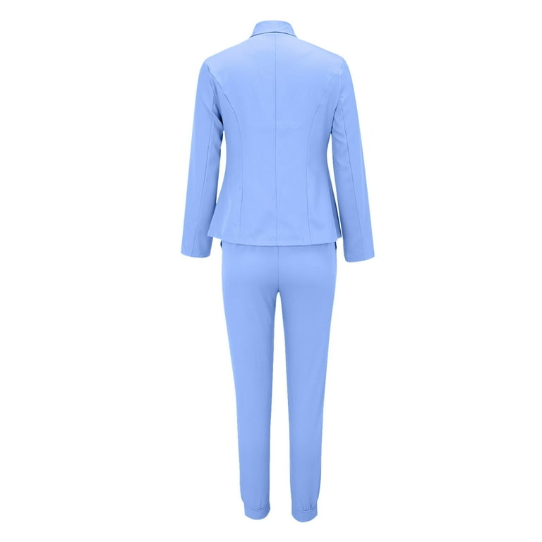 Light Blue Womens Blazer Suit, 3-piece Womens Pantsuit Set, Blue Blazer Trouser  Suit for Women, Formal Office Pantsuit for Women 